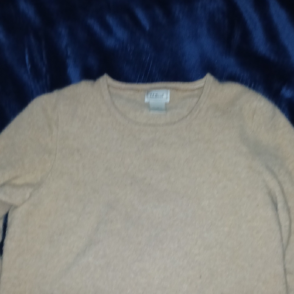 L.L.Bean Beige Cashmere Pullover - image 1